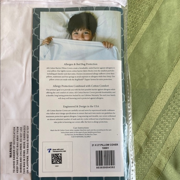 National Allergy Premium 100% Cotton Zippered Pillow Protector - Standard Size - Picture 2 of 4